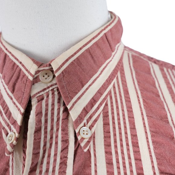 Hugo Boss Men's L Vintage Burgendy Striped Button Down Shirt - Picture 3 of 15